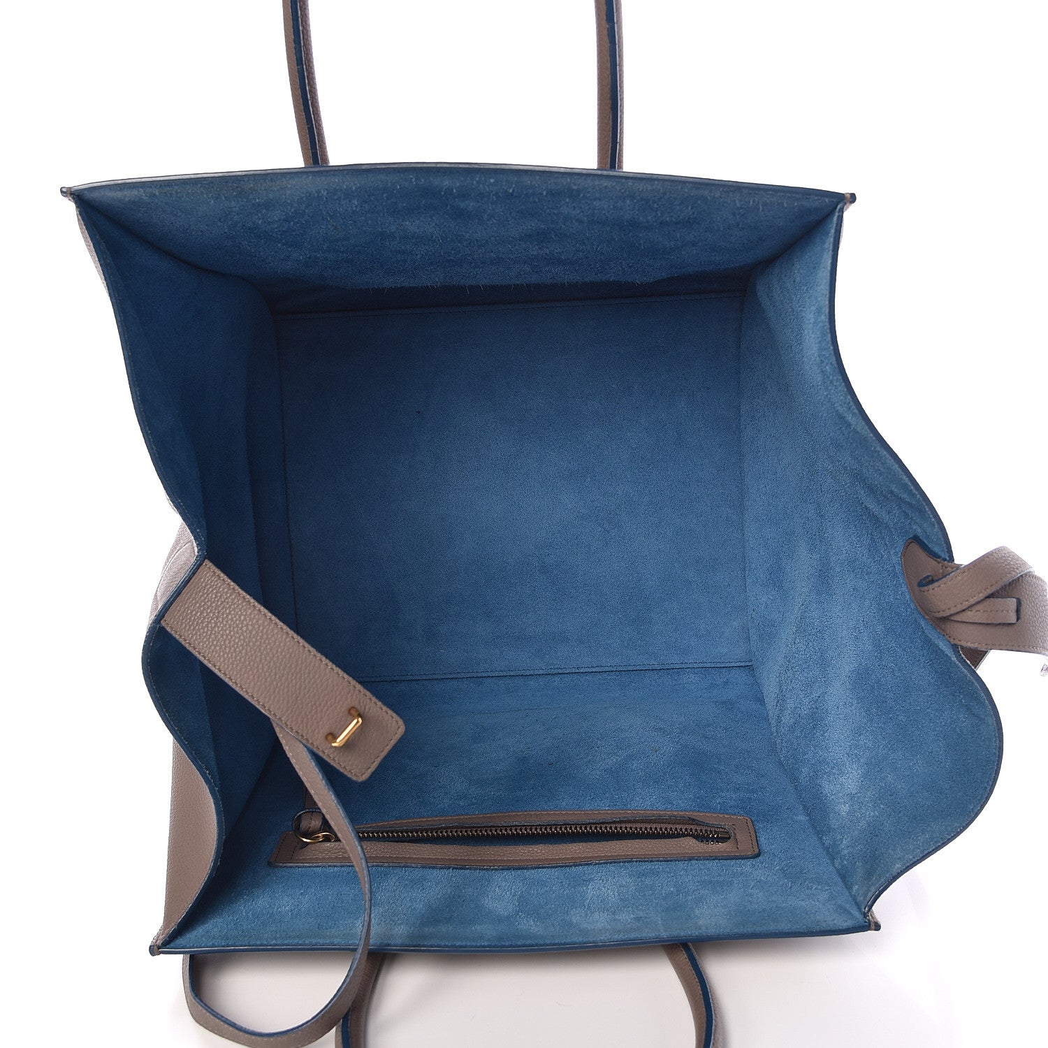 Celine Supple Calfskin Medium Phantom Luggage Khaki Cobalt Trim 5 of 11