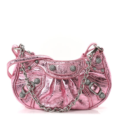 Balenciaga Metallic Agneau Arena Crystal Le Cagole Mini Purse With Chain Met Pink 1 of 11