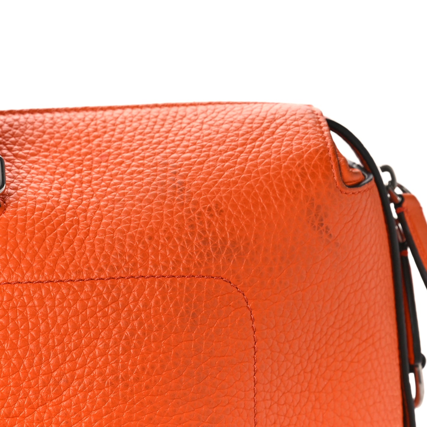 Heavy Grain Calfskin City Weekender Duffle Bag Orange