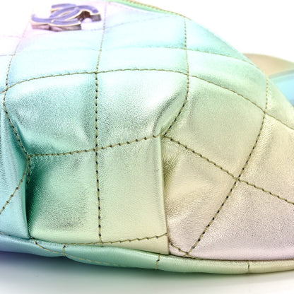 Chanel Gradient Metallic Lambskin Quilted Walking Mood Waist Bag Fanny Pack Pink Purple Green 10 of 10