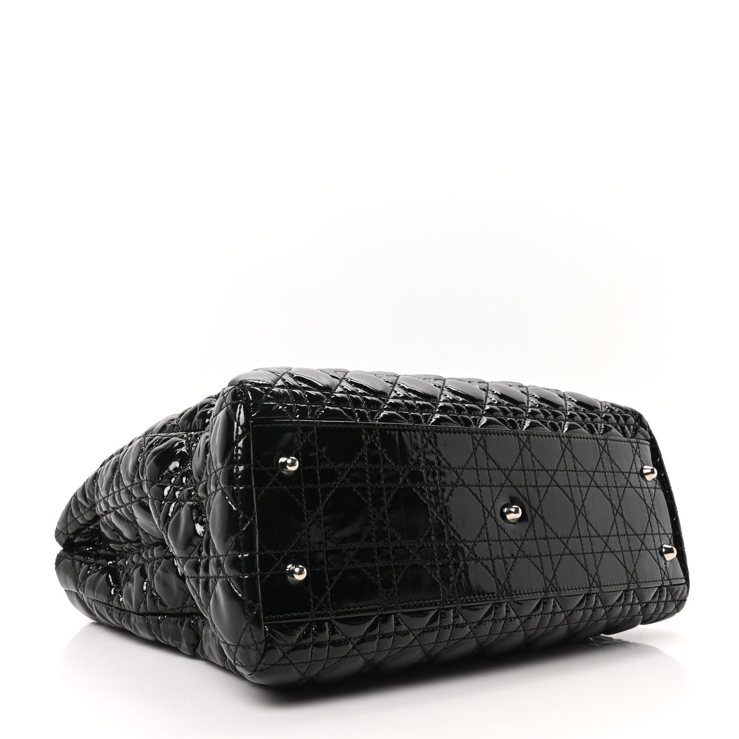 Patent Cannage Large Dior Soft Shopping Tote Black