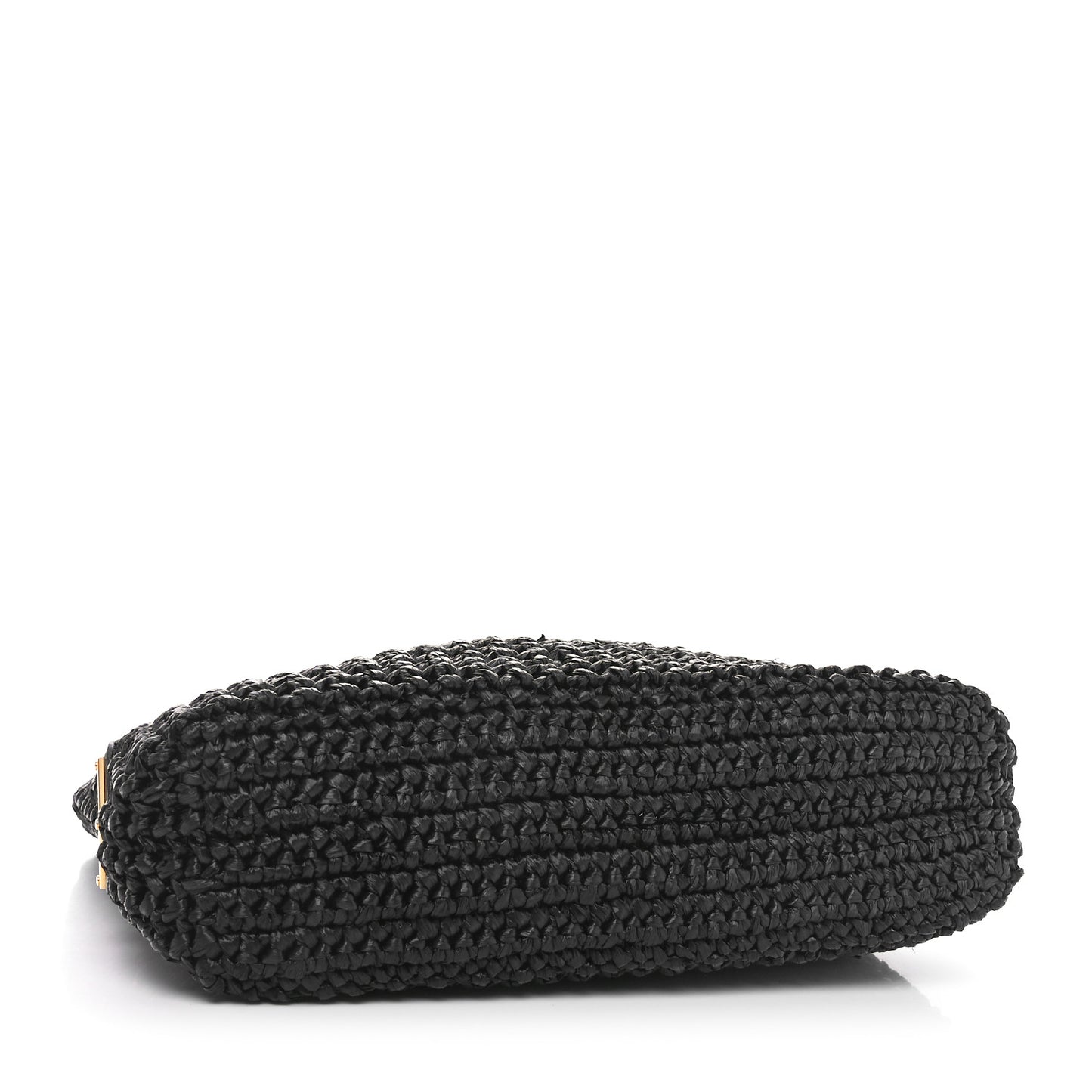 Yarn Raffia Effect Crochet Small Logo Tote Black