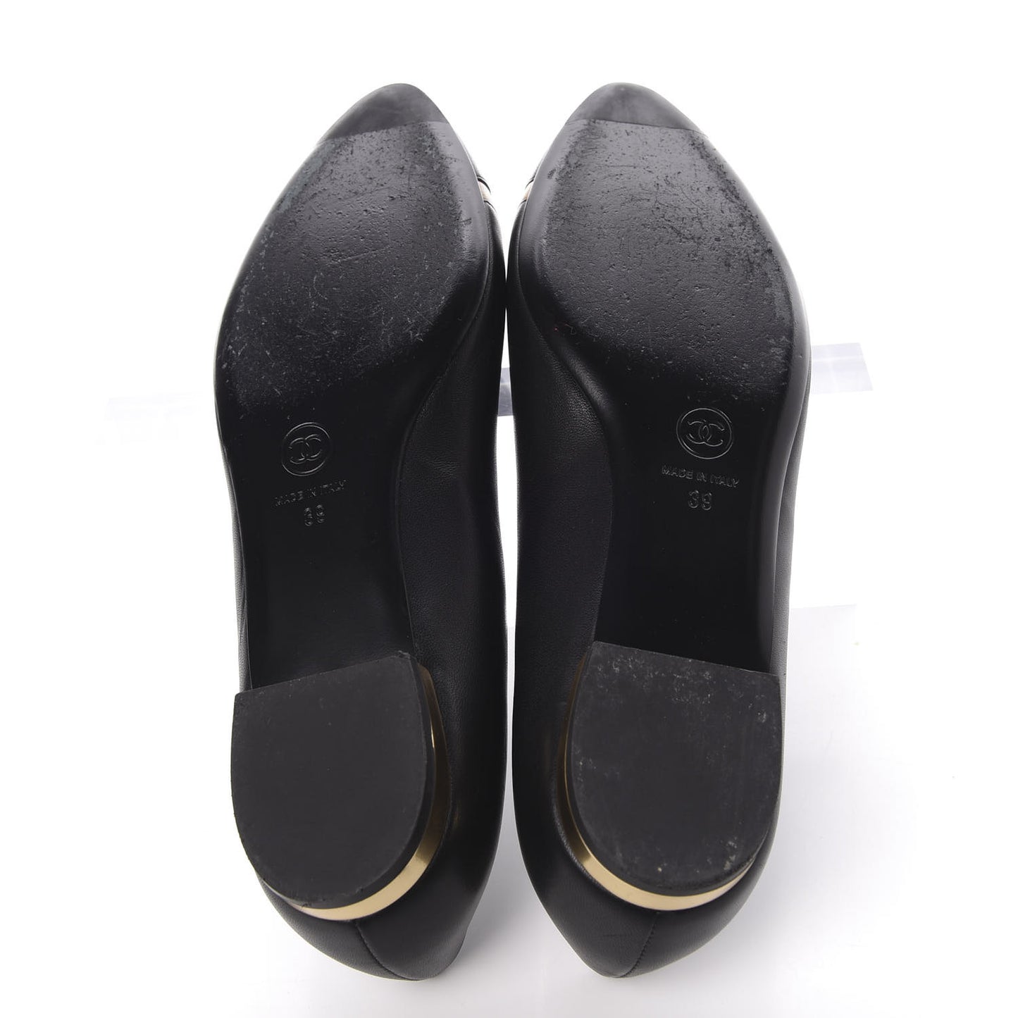 Lambskin CC Ballerina Flats 39 Black Beige