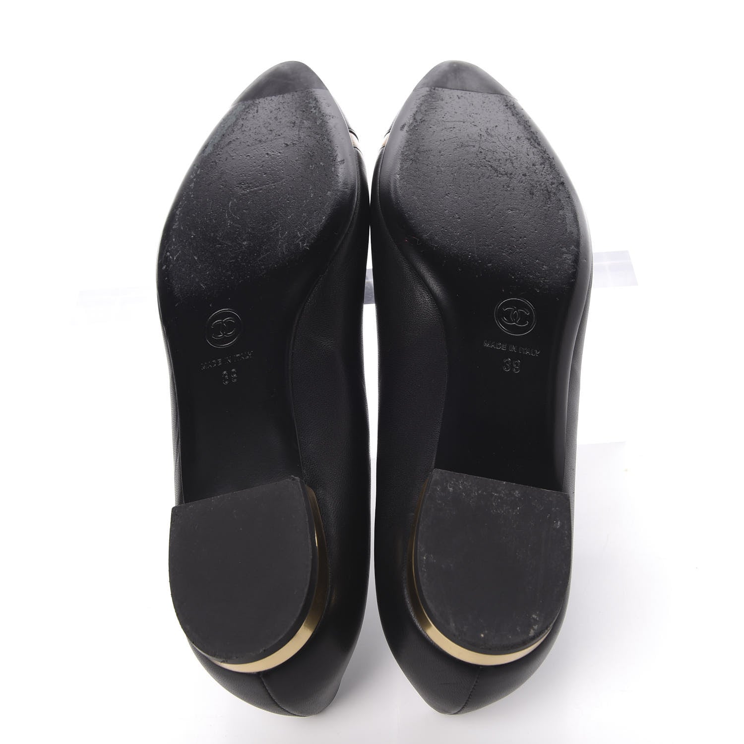 Chanel Lambskin CC Ballerina Flats 39 Black Beige 8 of 15