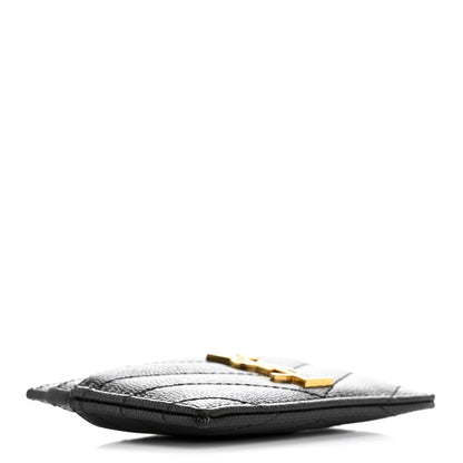 Saint Laurent Grain De Poudre Matelasse Chevron Monogram Credit Card Case Black 4 of 10