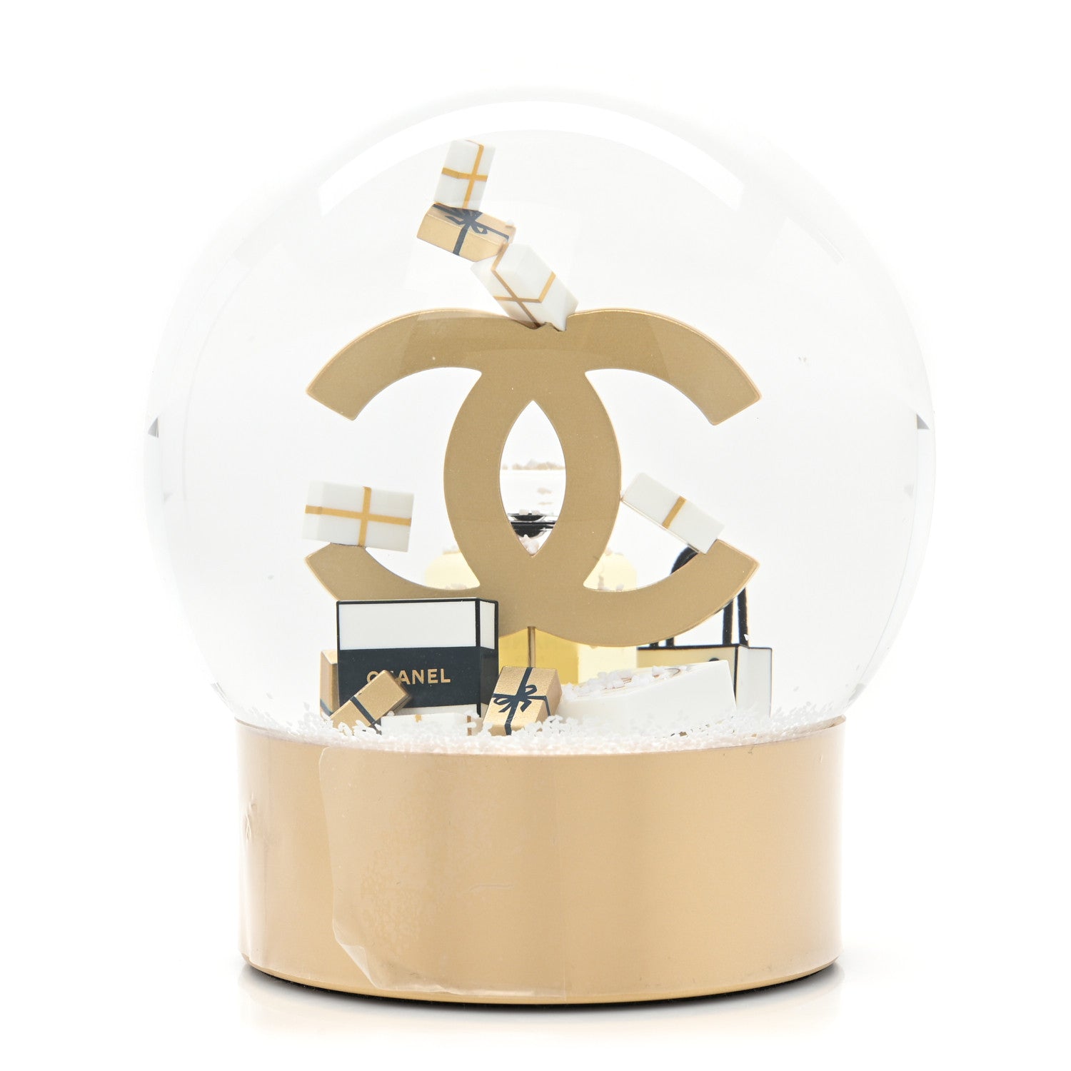 Chanel Glass CC Shopping Bag Snow Globe Gold 4 of 5