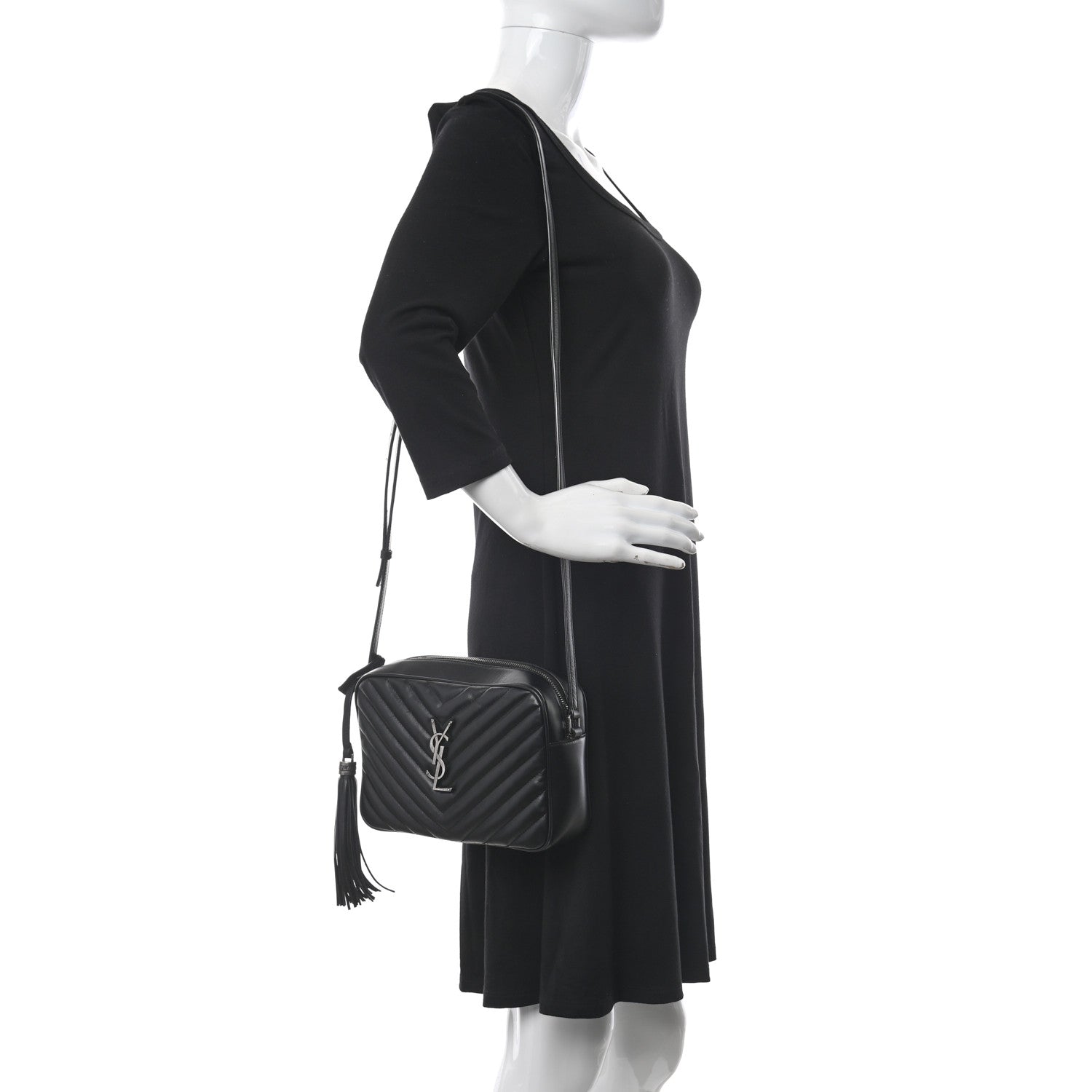 Saint Laurent Calfskin Matelasse Monogram Lou Camera Bag Black 2 of 11