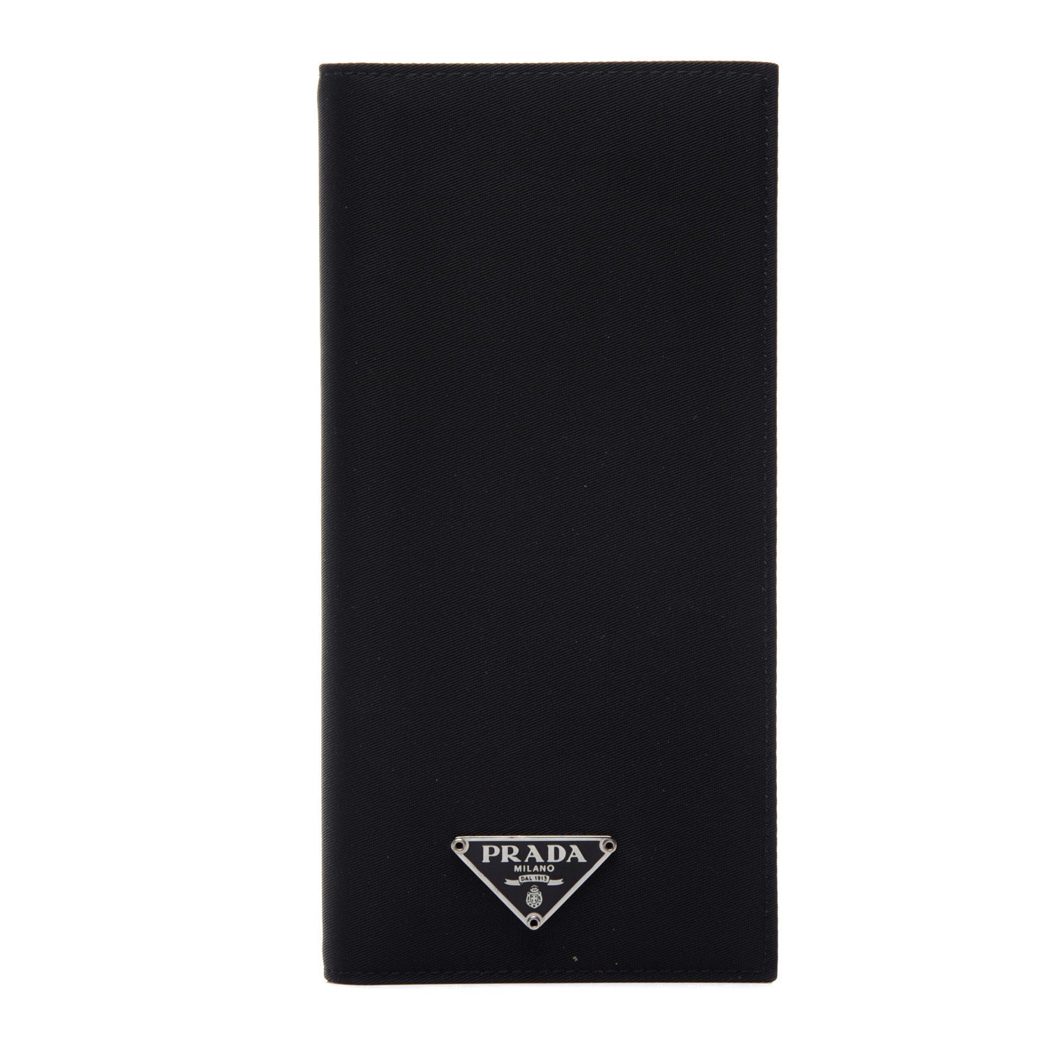 Prada Canvas Saffiano Metal Checkbook Cover Black 1 of 9