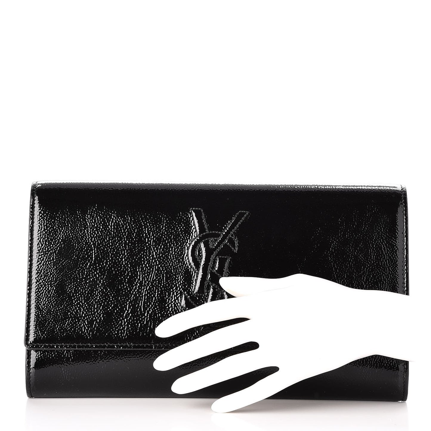 Textured Patent Monogram Large Belle De Jour Clutch Black
