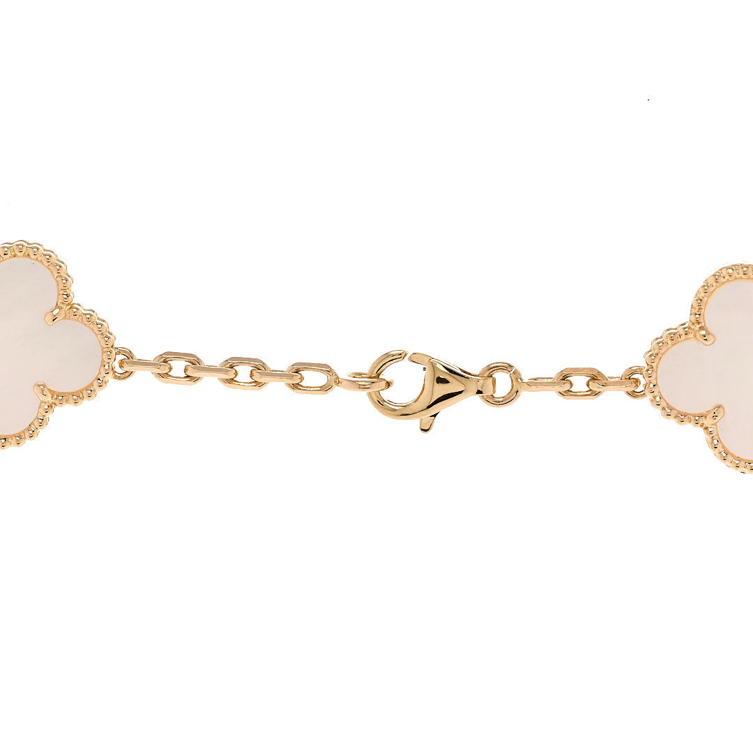 Van Cleef & Arpels 18K Yellow Gold Mother of Pearl 20 Motifs Vintage Alhambra Necklace 4 of 6
