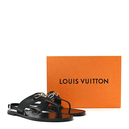 Louis Vuitton Glazed Calfskin Orsay Flat Sandals 40 Black 8 of 8