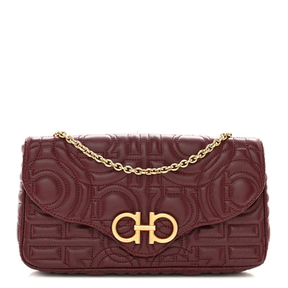 Salvatore Ferragamo SALVATORE FERRAGAMO Calfskin Quilted Gancini Mini Bag Burgundy 1 of 12