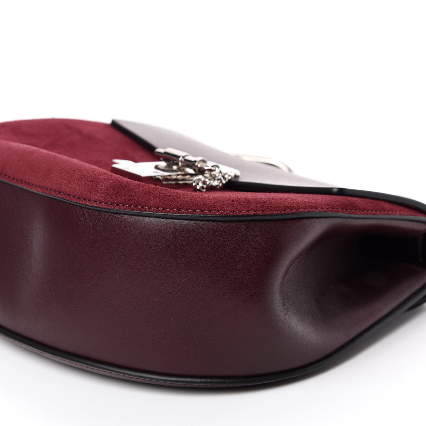 Suede Smooth Calfskin Drew Shoulder Bag Dark Purple