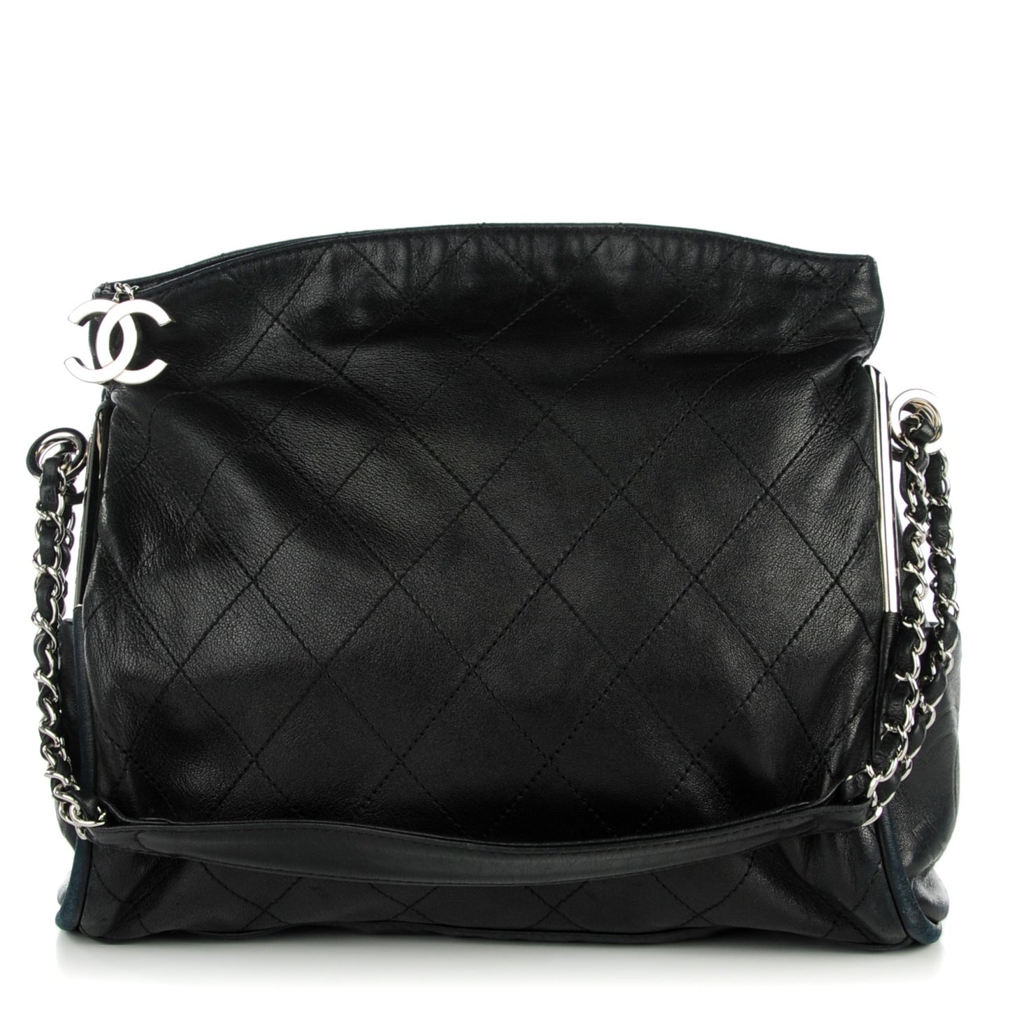 Lambskin Stitched Medium Ultimate Soft Tote Black