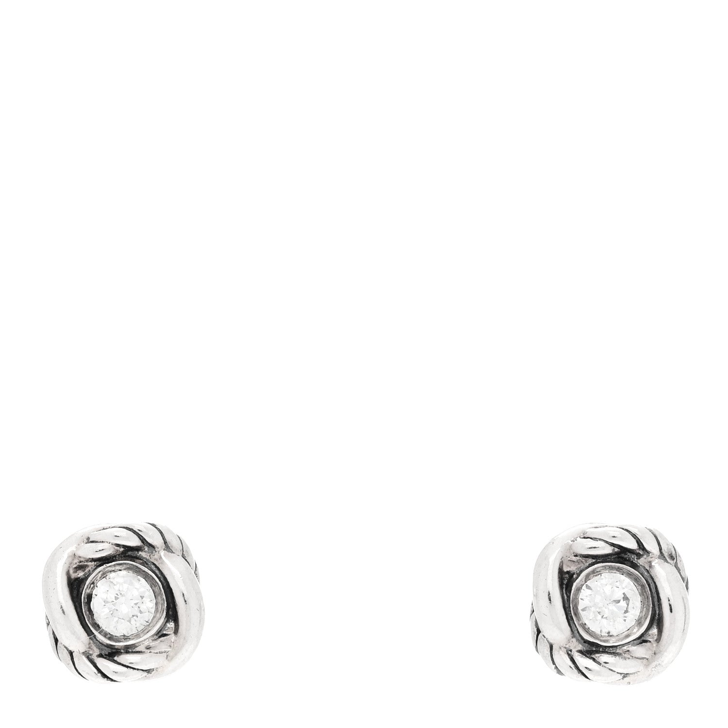 David Yurman Sterling Silver Diamond 7mm Infinity Stud Earrings 1 of 4