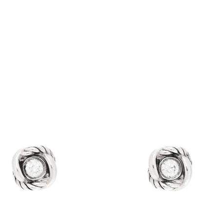 David Yurman Sterling Silver Diamond 7mm Infinity Stud Earrings 1 of 4