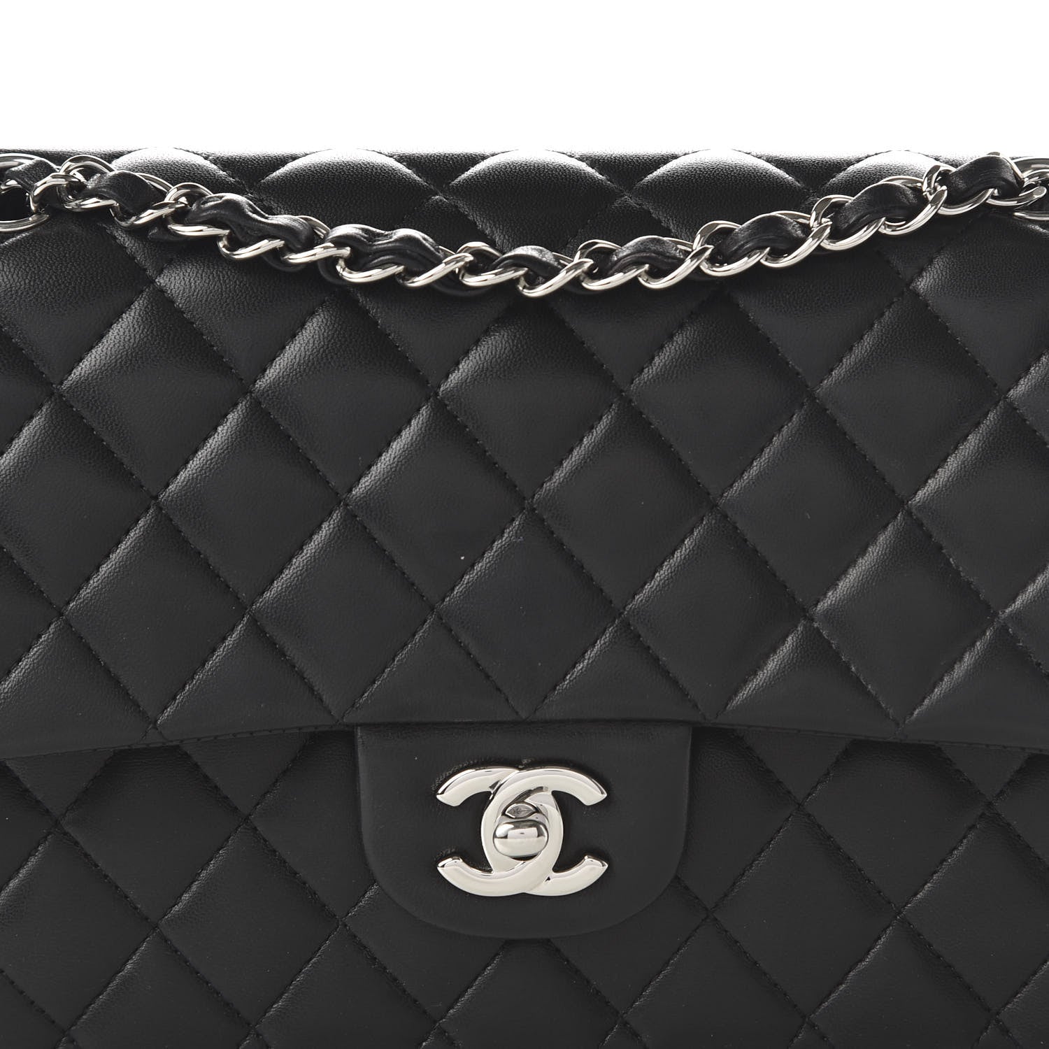 Chanel Lambskin Quilted Medium Double Flap Black 10 of 12