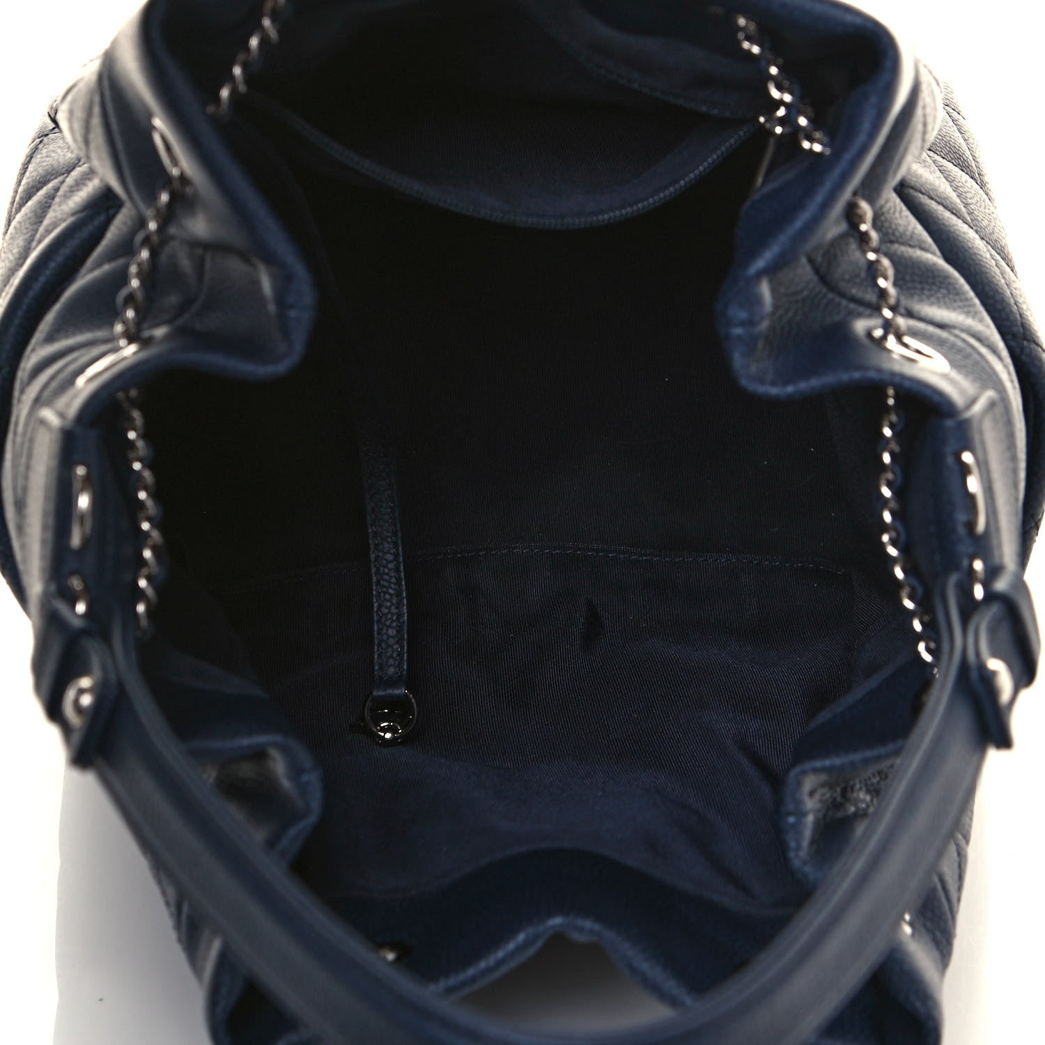 Chanel Grained Calfskin Quilted Medium CC Chain Bucket Drawstring Bag Blue 5 of 13