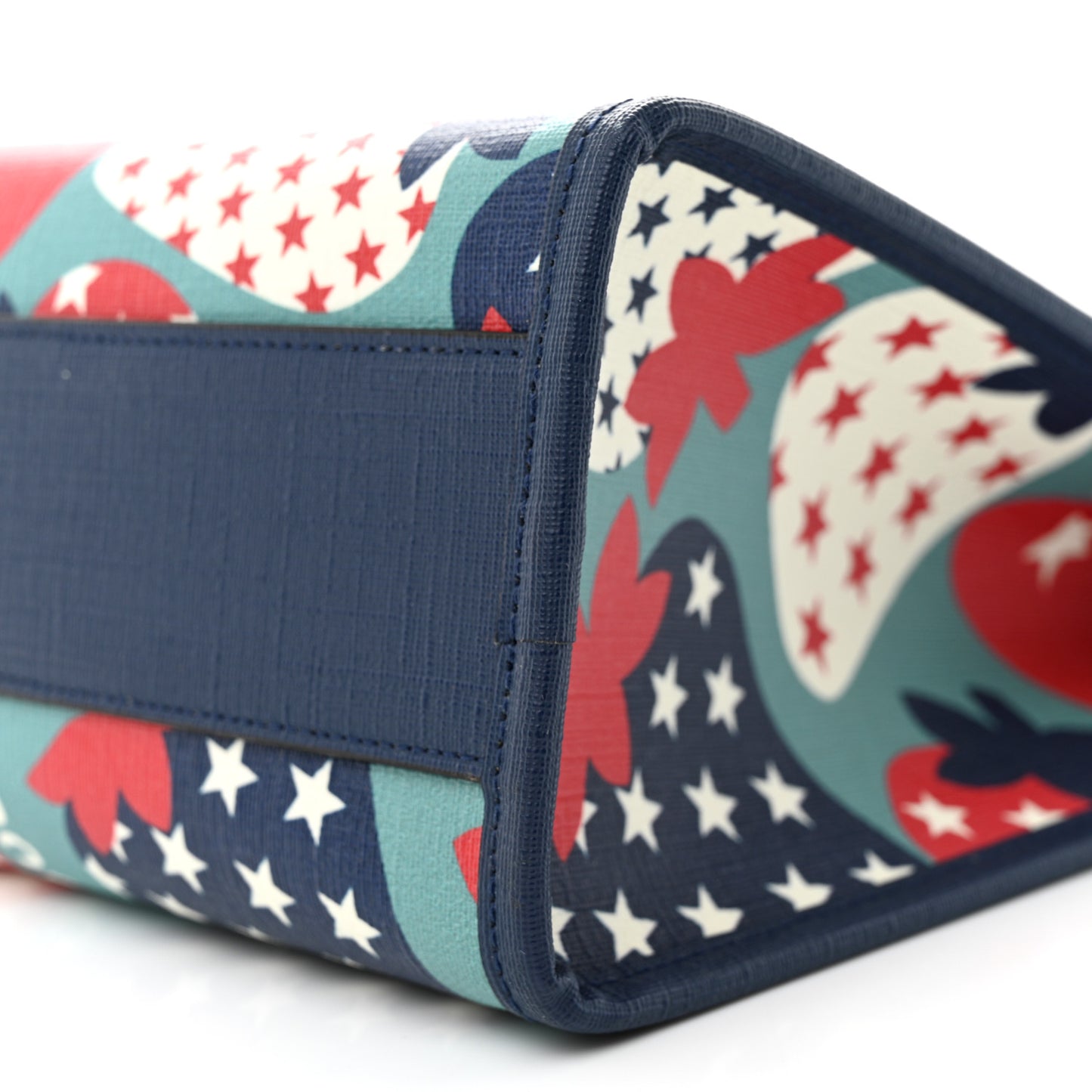 Coated Canvas Strawberry Stars Childrens Tote Red White Blue