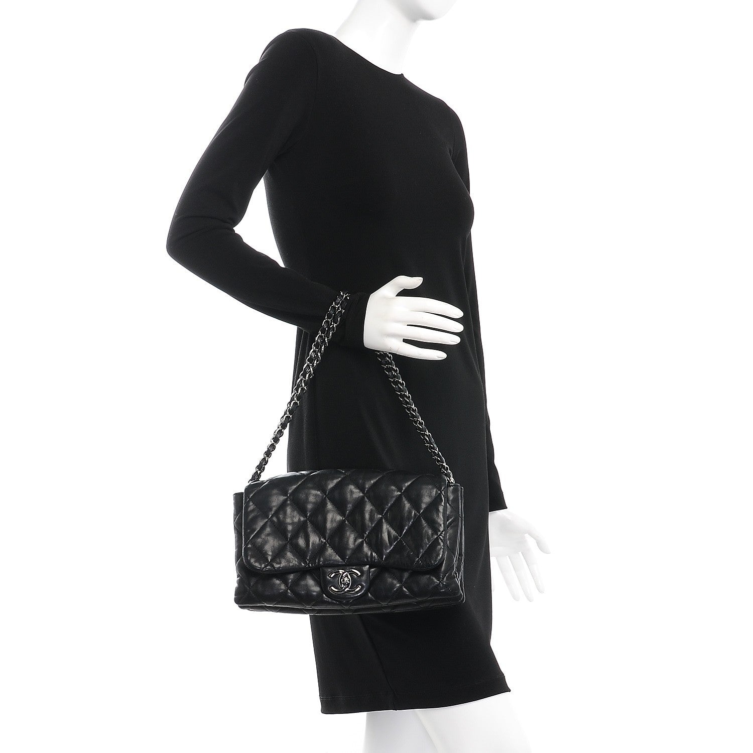 Chanel Lambskin Quilted 3 Accordion Flap Bag Black 3 of 9
