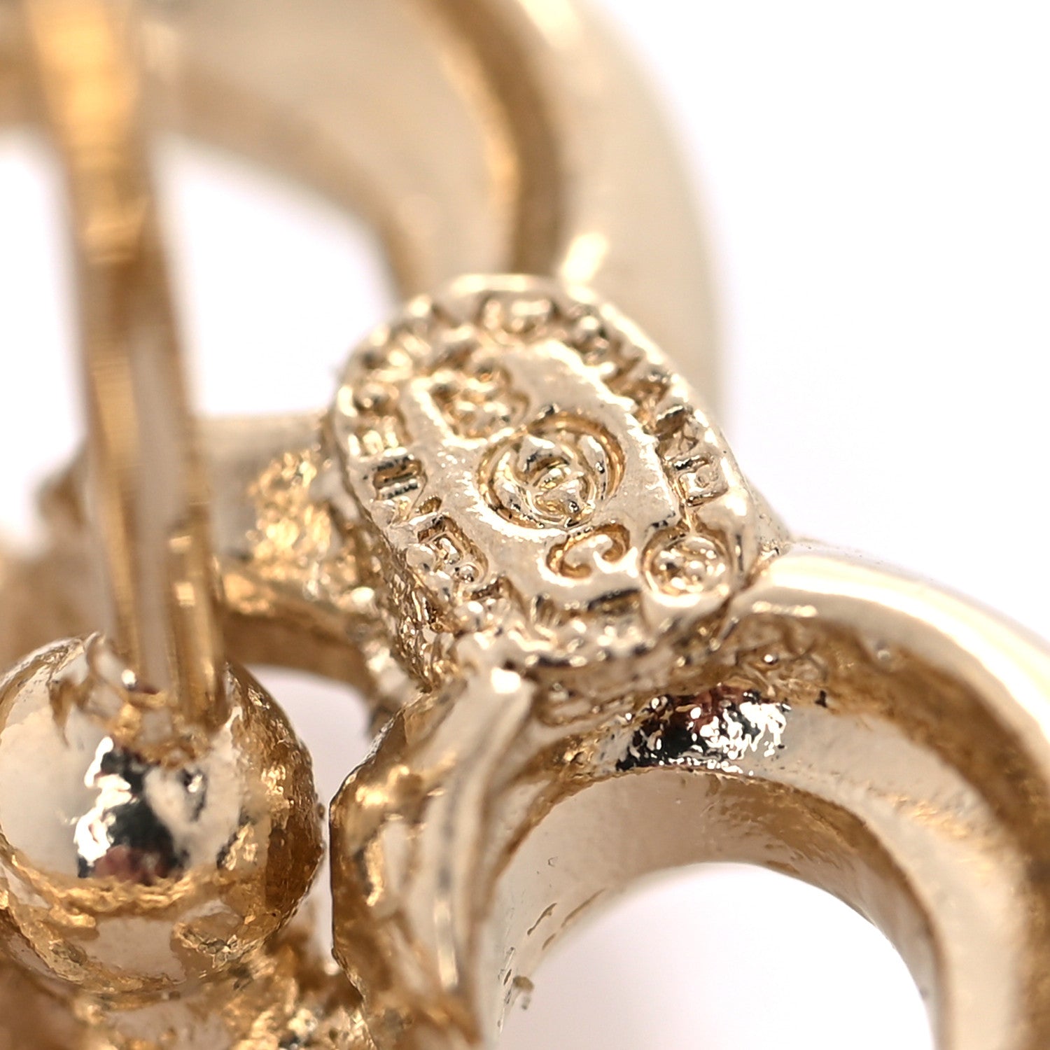 Chanel Metal Crystal CC Logo Heart Earrings Gold 4 of 5