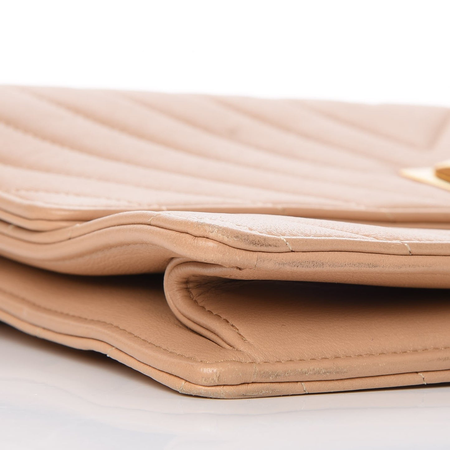Lambskin Chevron Flap Beige