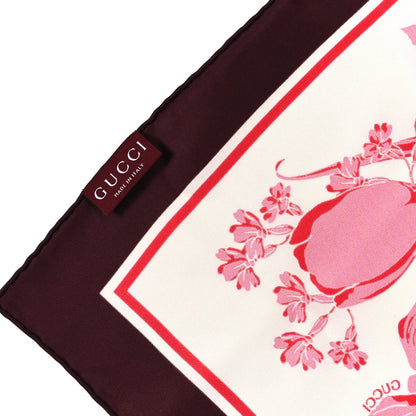 Gucci Silk Floral Print Square Scarf Ivory Burgundy 3 of 4
