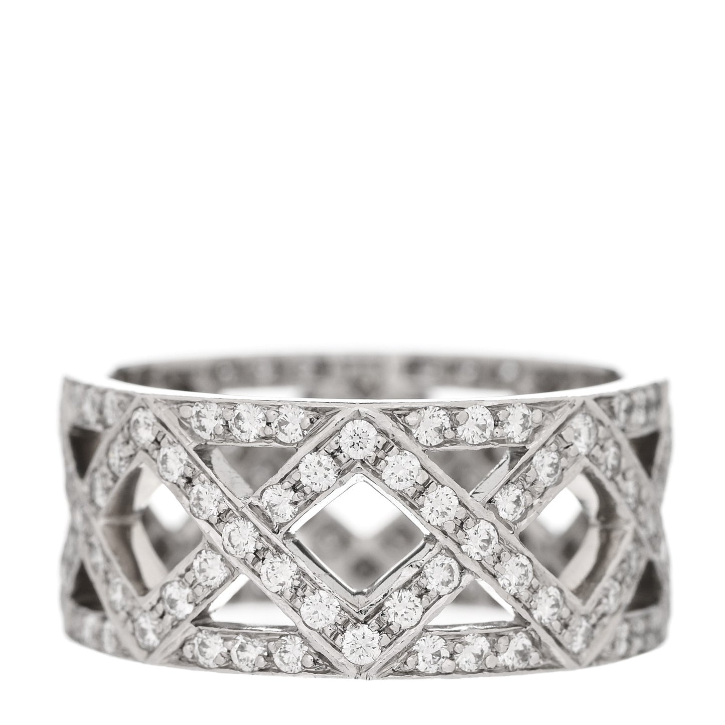 Platinum Diamond Braided Wide Band Ring 49 4.75