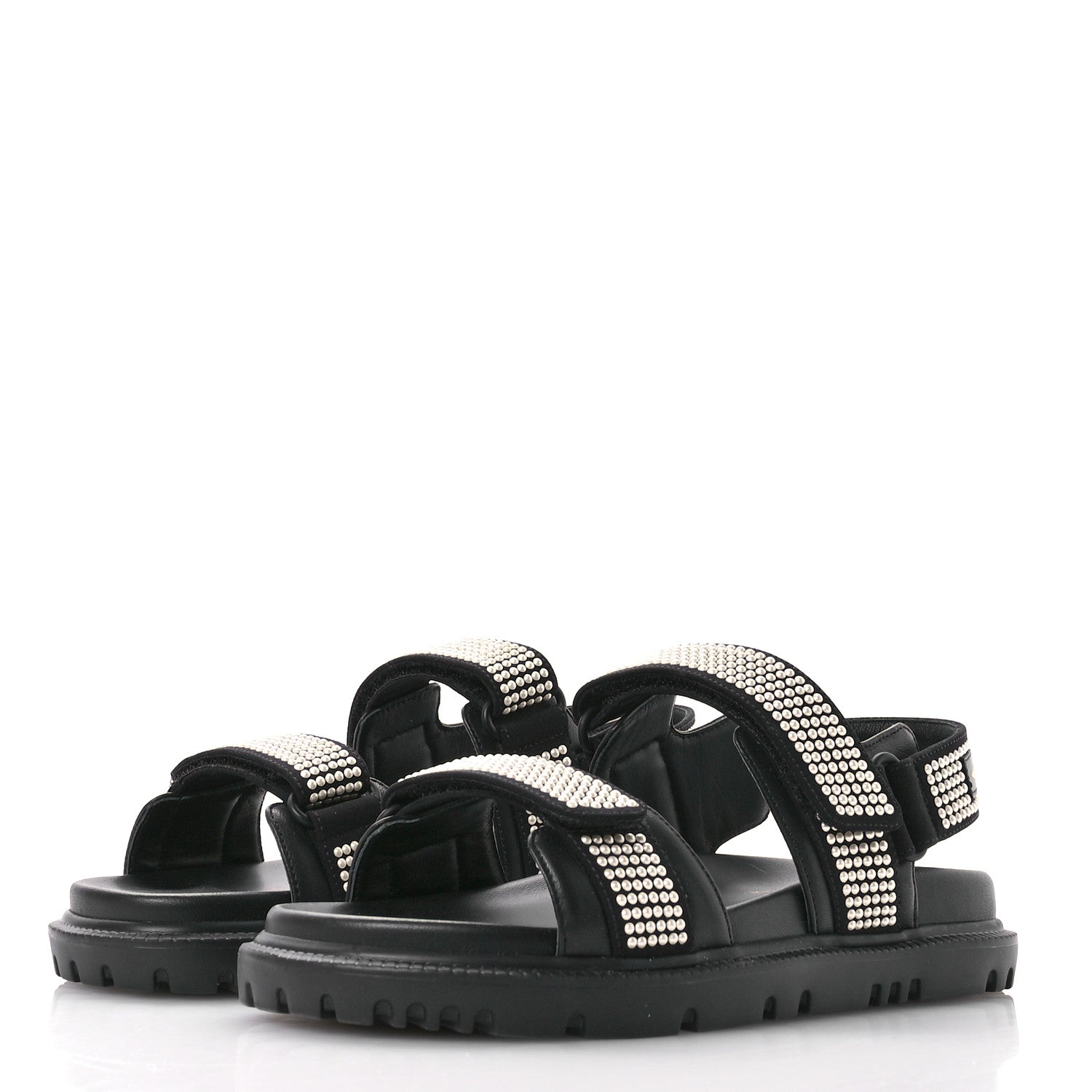 Christian Dior Lambskin Pearl Dioract 10mm Sandals 35 Black