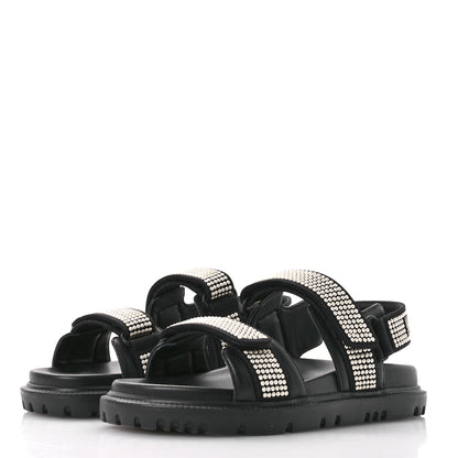 Christian Dior Lambskin Pearl Dioract 10mm Sandals 35 Black 4 of 8