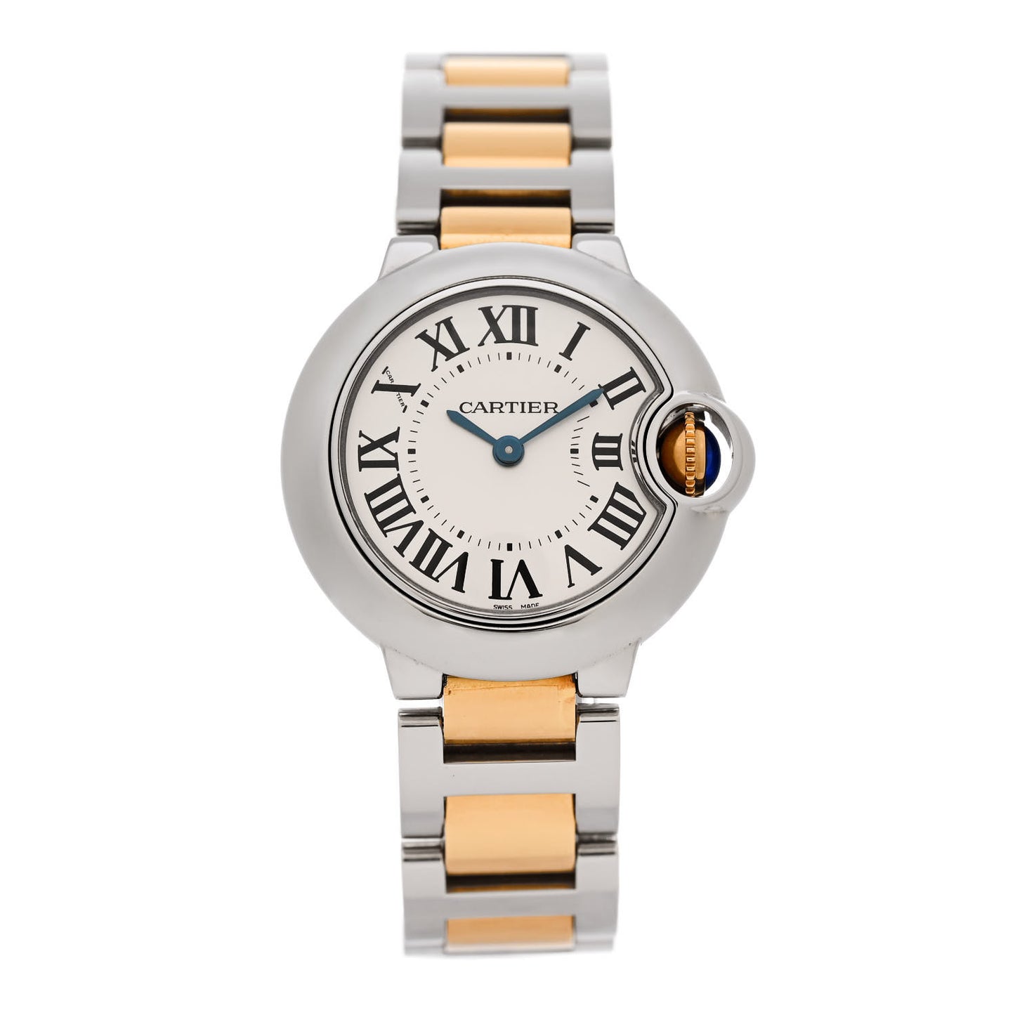 Stainless Steel 18K Yellow Gold 28mm Ballon Bleu De Cartier Quartz Watch
