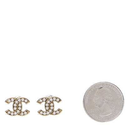 Chanel Crystal CC Earrings Gold 2 of 5