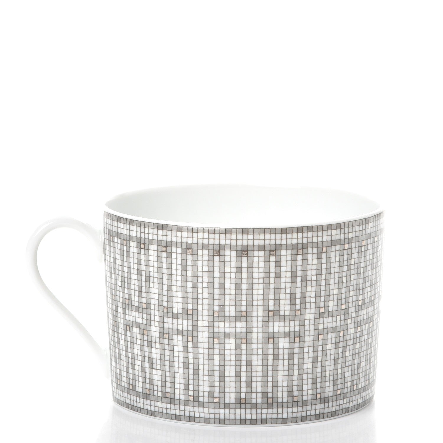 Hermes Porcelain Mosaique Au 24 Breakfast Cup And Saucer Set Of 2 Platine 10 of 27