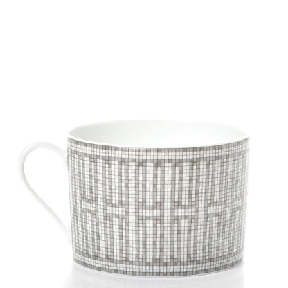 Hermes Porcelain Mosaique Au 24 Breakfast Cup And Saucer Set Of 2 Platine 10 of 27
