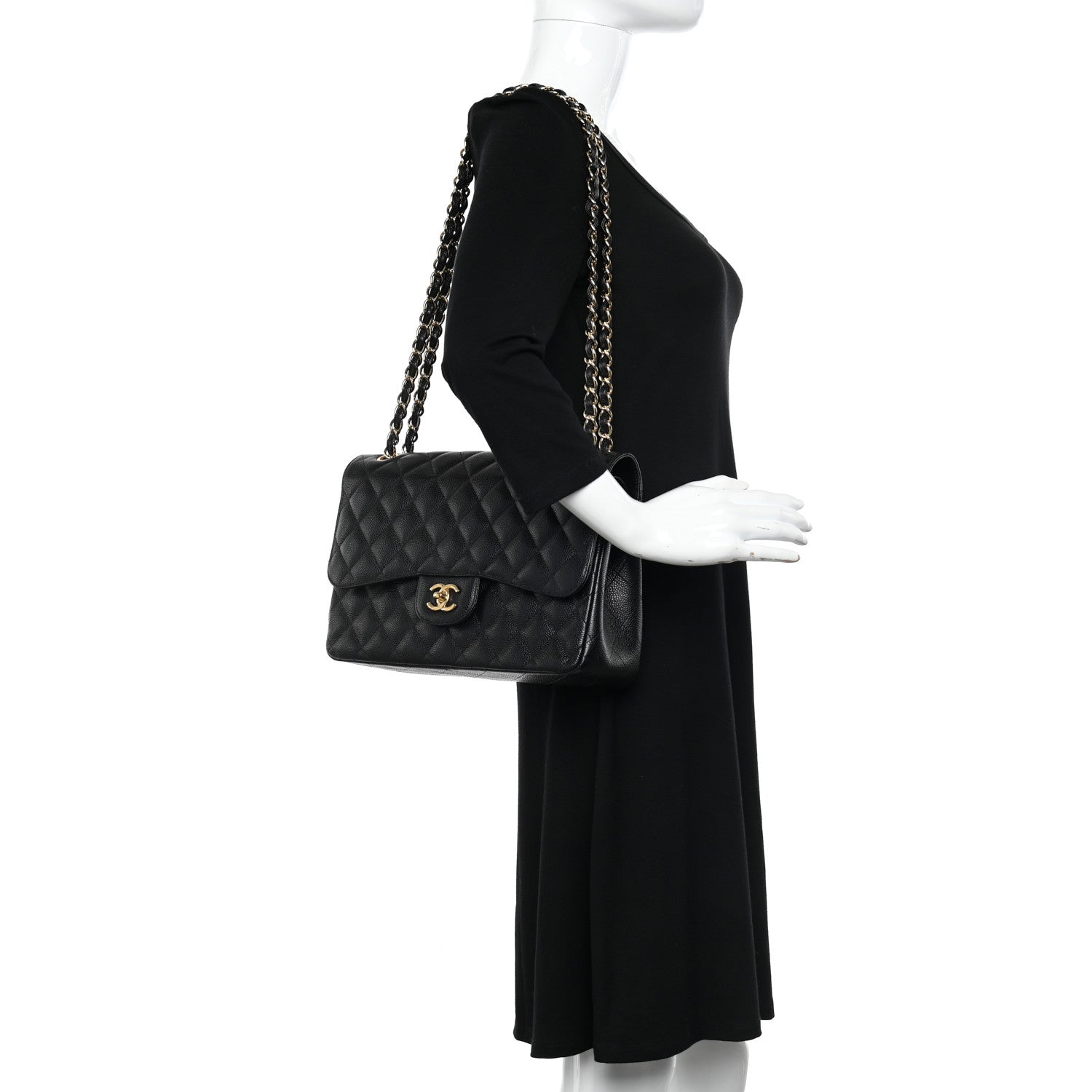 Chanel Caviar Quilted Jumbo Double Flap Black 3 of 10
