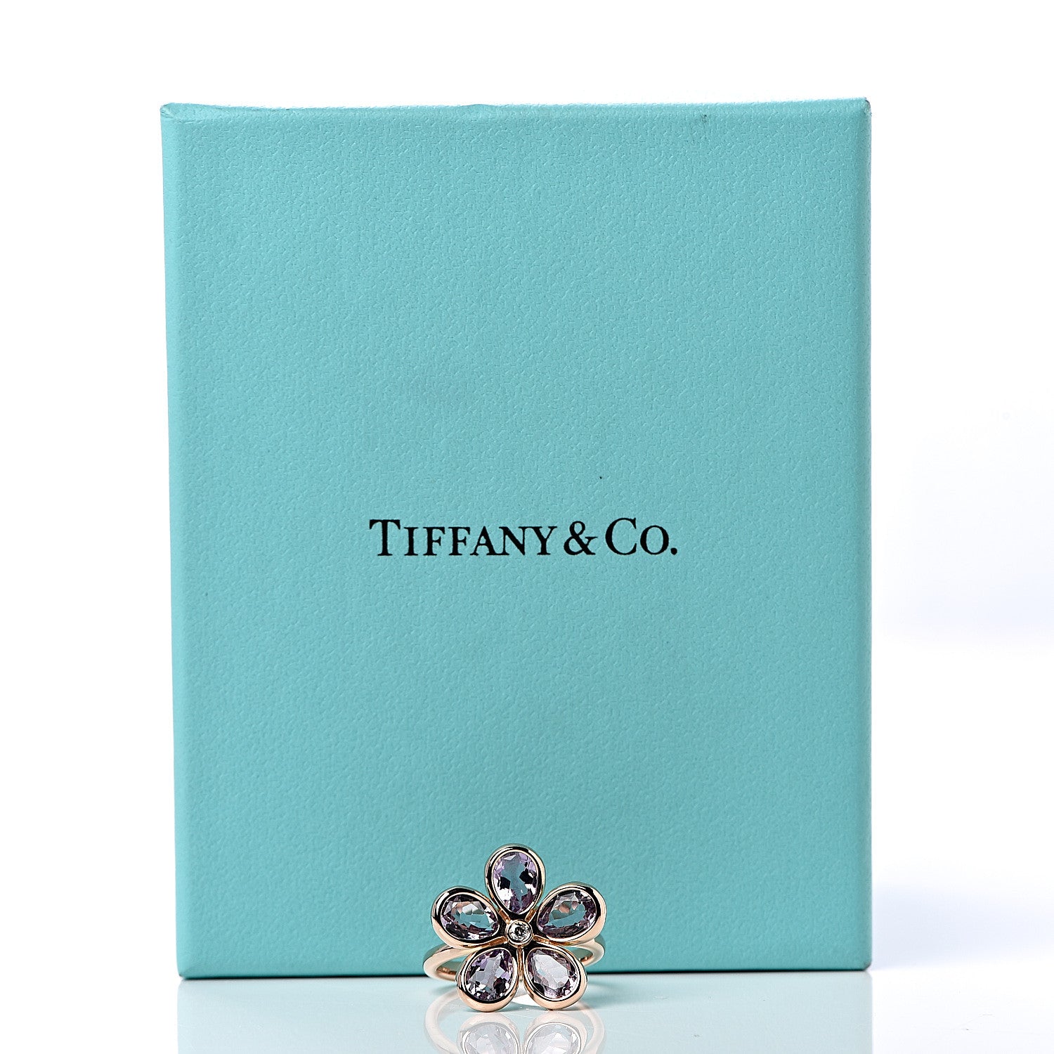 Tiffany 18K Rose Gold Amethyst Diamond Sparklers Flower Ring 52 6 7 of 7