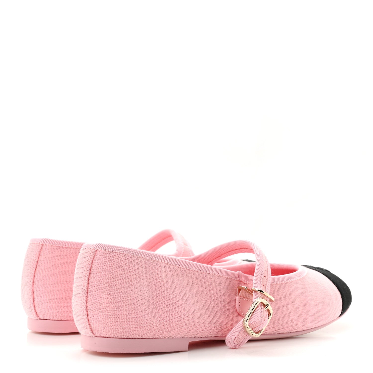Chanel Fabric Grosgrain Mary Jane Flats 38.5 Light Pink Black 5 of 10