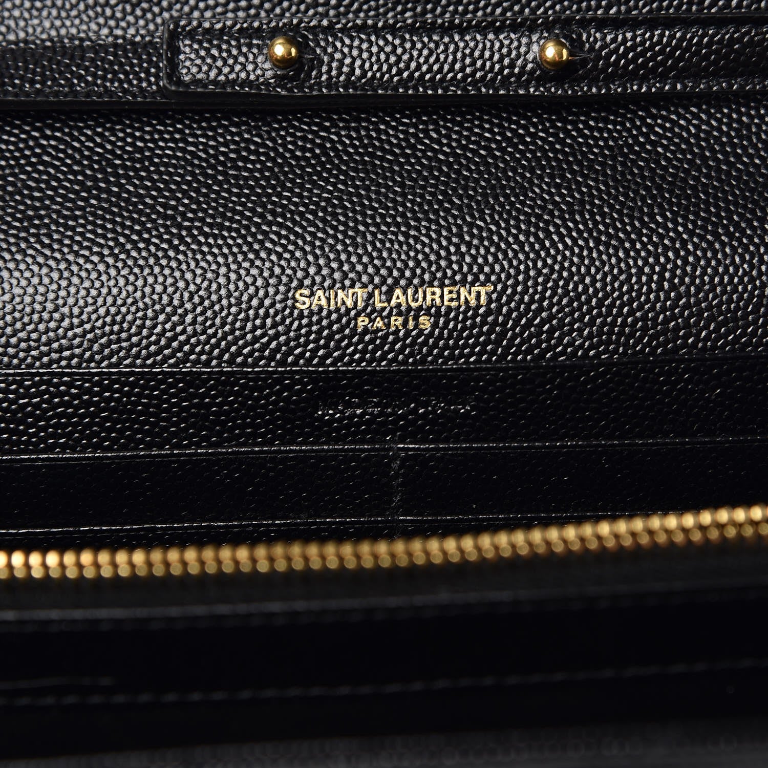 Saint Laurent Grain De Poudre Matelasse Chevron Monogram Chain Wallet Black 6 of 7