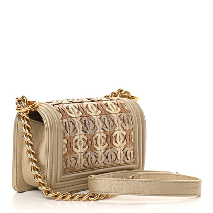 Chanel Metallic Lambskin Small Golden CC Boy Flap Dark Gold 3 of 10