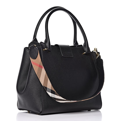 Burberry Soft Grain Calfskin Medium Buckle Tote Black 3 of 9