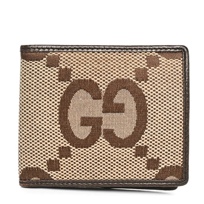 Gucci Monogram Jumbo GG Textured Dollar Calfskin Wallet Camel Ebony New Acero 1 of 8