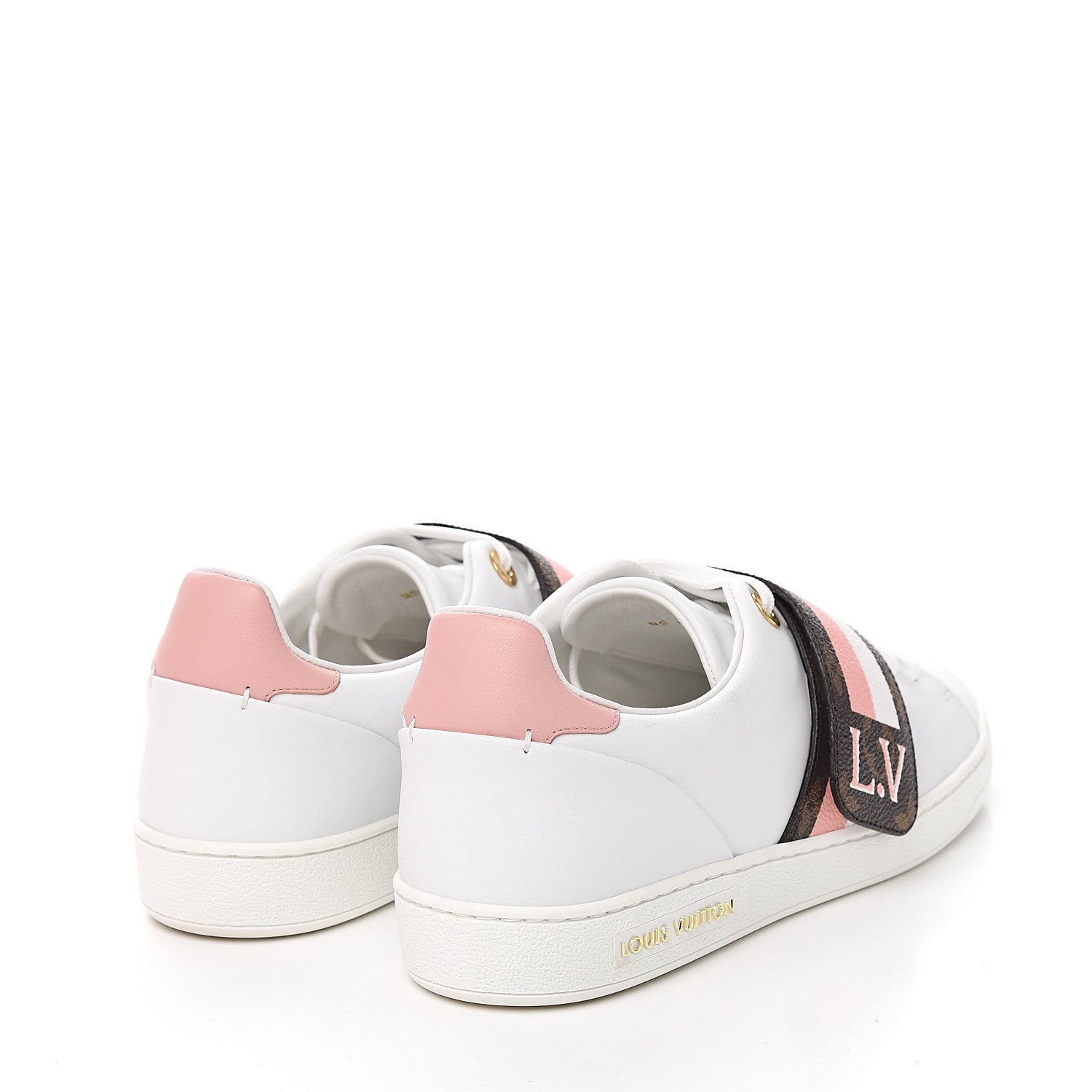 Louis Vuitton Calfskin Monogram Striped Frontrow Sneakers 39 White 4 of 11