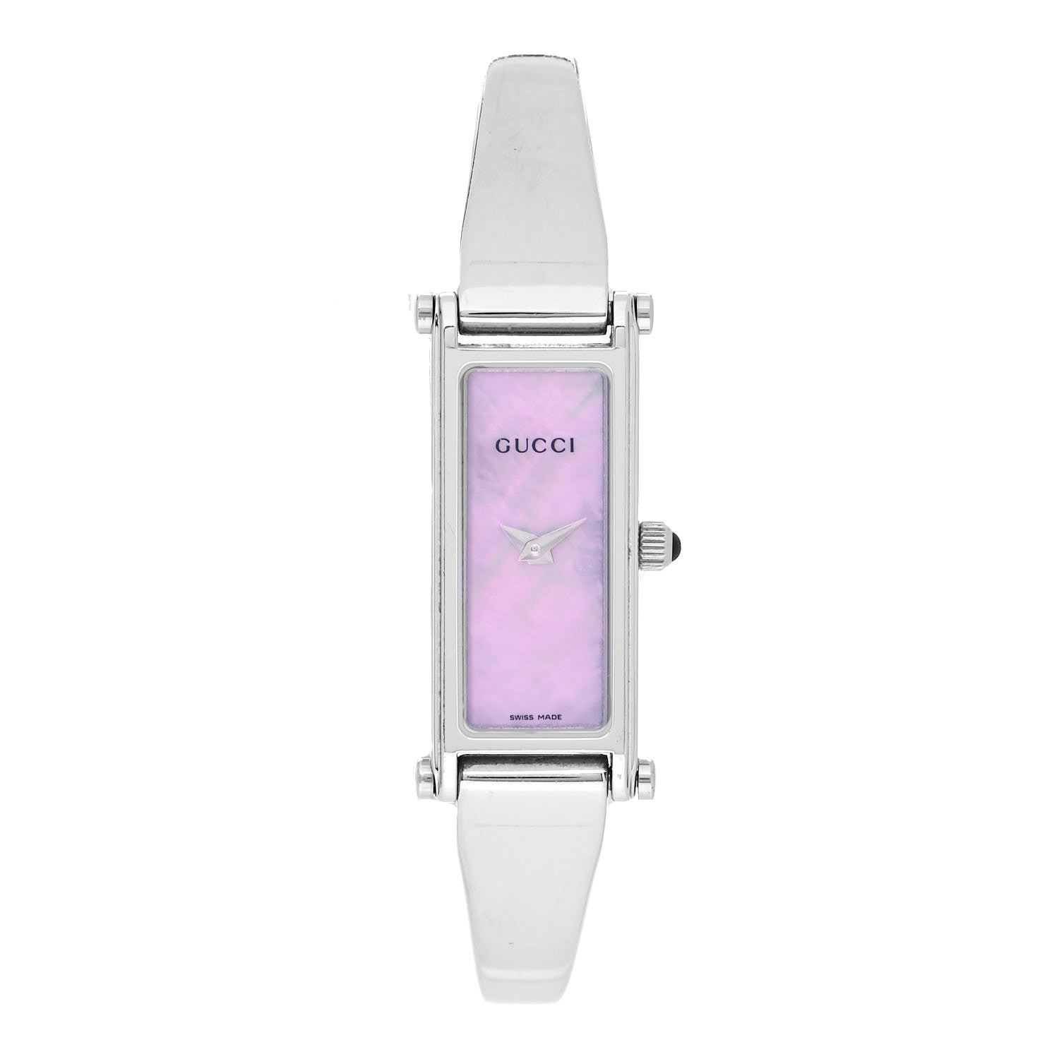 Gucci Stainless Steel Pink Mother of Pearl 12mm 1500L Horsebit Quartz Watch 1 of 4