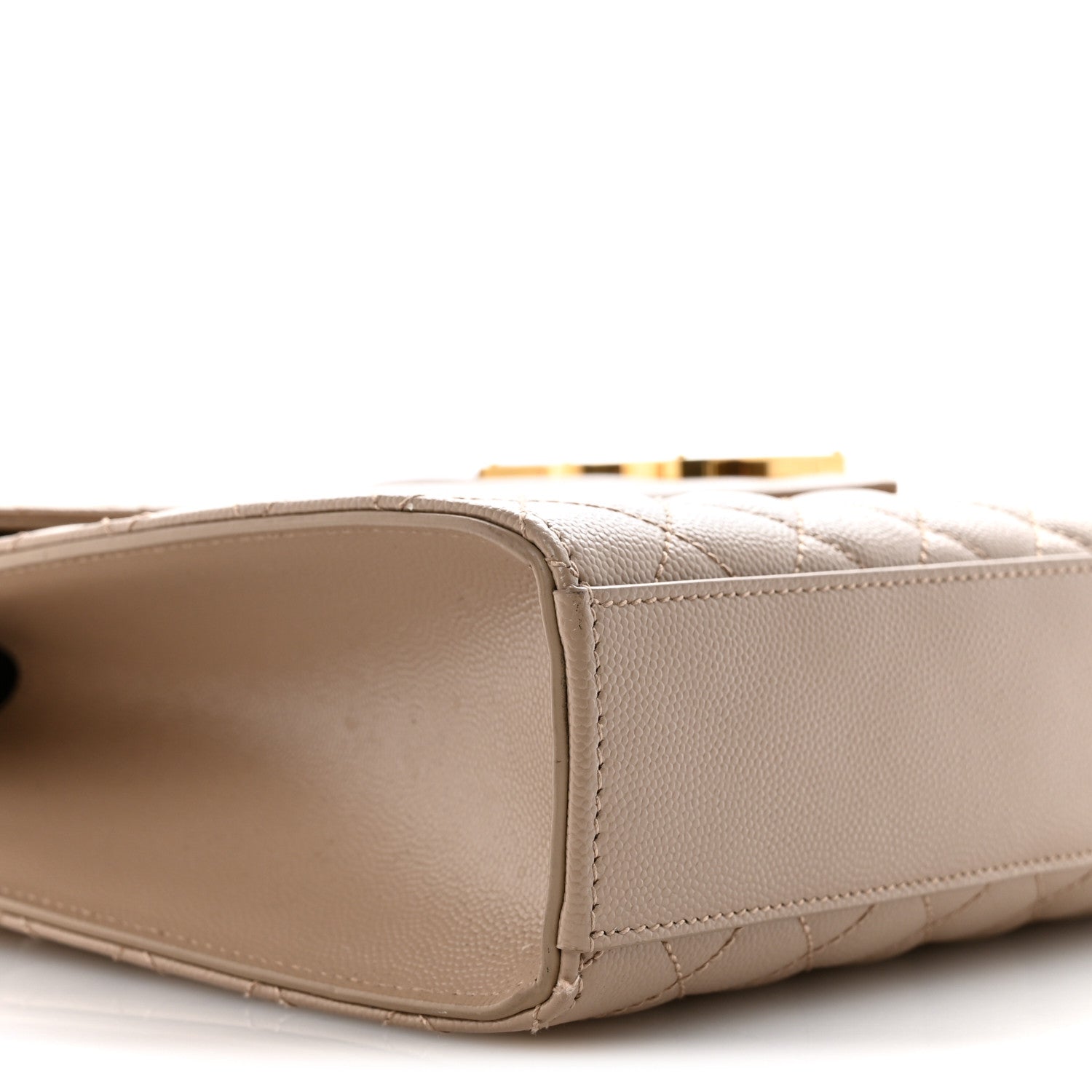 Saint Laurent Grain De Poudre Mixed Matelasse Large Triquilt Monogram Satchel Dark Beige 9 of 14