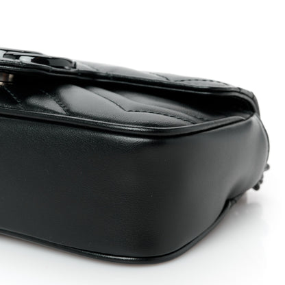 Gucci Calfskin Matelasse Monochrome GG Marmont Chain Belt Bag Black 10 of 11