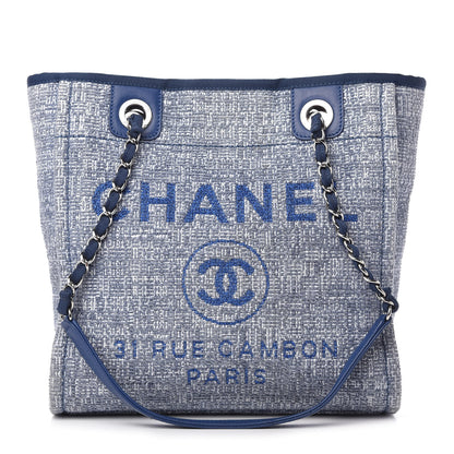 Chanel Woven Straw Raffia Mini Deauville Tote Blue 1 of 10