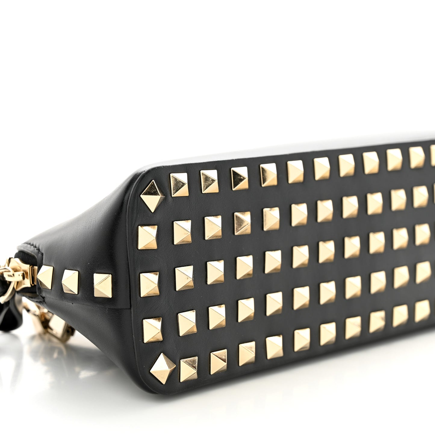 Smooth Calfskin Rockstud East West Crossbody Clutch Bag Black