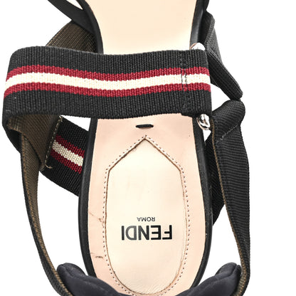 Fendi Technical Mesh FF Colibri 85mm Slingback Pumps 40 Tobacco Moro Bordeaux Black Militare 8 of 9