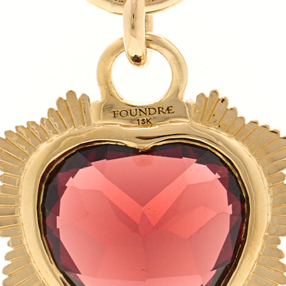 Foundrae 18K Yellow Gold Garnet Heart Love Miniature Medallion Belcher Chain Necklace 5 of 5