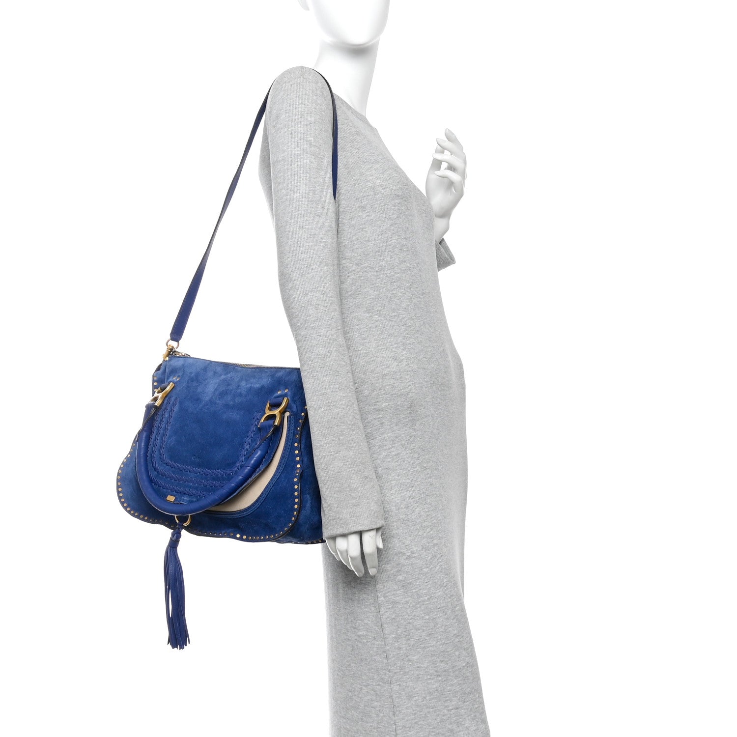 Chloe Suede Braided Medium Marcie Satchel Sea Water 2 of 10